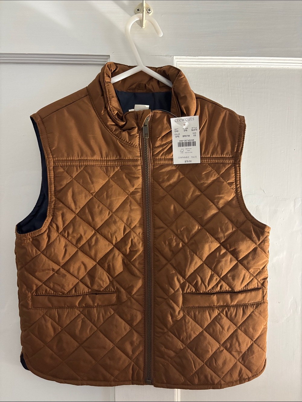 Crewcuts Quilted Puffer Vest in Rust Brown